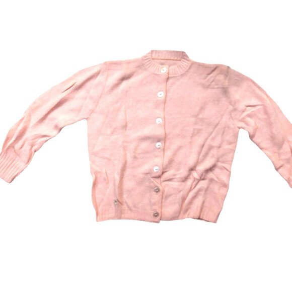 Vintage 1940s-1950s Light Pink Long Sleeve Knit Cardigan Sweater - Picture 2 of 12